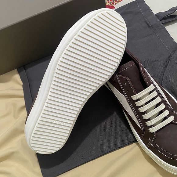 Rick Owens Low-Top Brown Sneakers with Triangle Triangle Trim - Picture 5 of 12